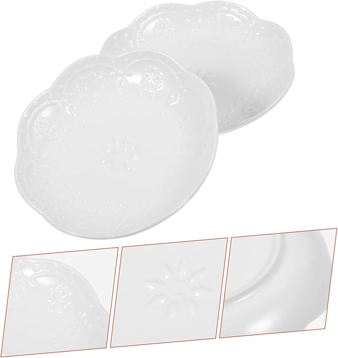 2pcs Ceramic Dipping Sauce Dish Multipurpose Seasoning Plates for Appetizers Stain Resistant Stackable Design for Home School Picnic and Travel Use Elegant Floral Pattern