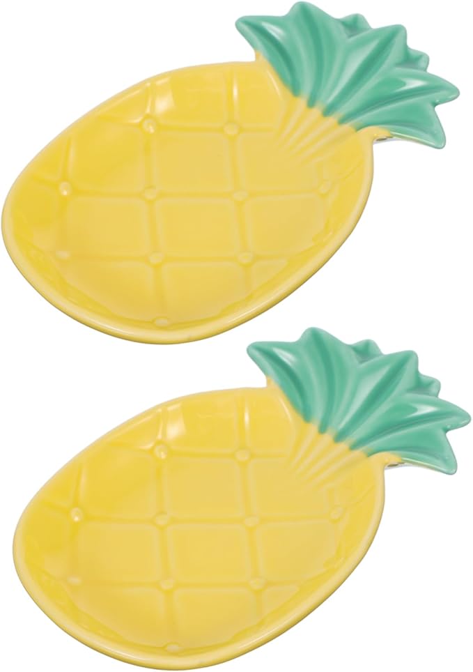 2Pcs Small Pineapple Shaped Ceramic Seasoning Dish Stylish Soy Sauce and Vinegar Plates Appetizer and Flavor Dish for Side Sauces Kitchen Decor