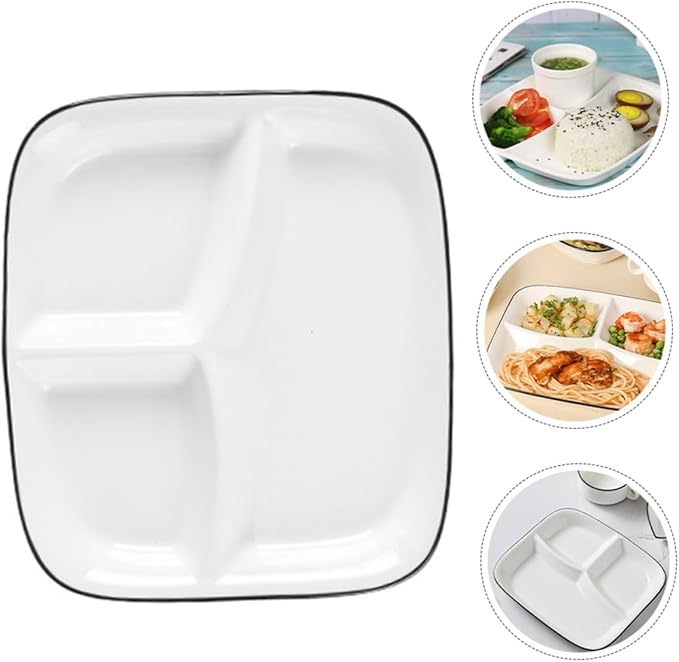 PRETYZOOM Divided Serving Dish Compartment Dinner Plate Ceramic Tableware Food Holder Party Family