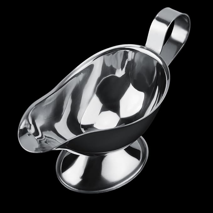 Gravy Boat, Mini Sauce Jug Stainless Steel Gravy Boat with Handle Sauce Cup with Dripless Lip Spout for Gravy Sauces Salad Dressings Cream(10oz)