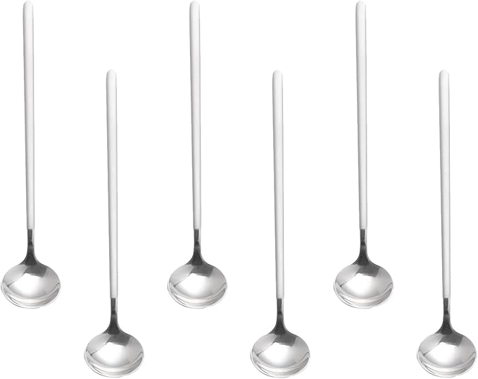 6.7 Inches Coffee Spoons, 18/8 Stainless Steel Espresso Spoons, 6 PCS Vogue Mini Tea Spoons, Cappuccino Stirring Spoons, Small Spoons for Dessert, Ice Cream, Frosted Handle,Sweejar(Silver)