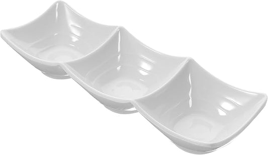 STOBAZA 1pcs Dipping Dish 3 Compartment Sauce Appetizer Plates Serving Tray for Kitchen Home Housewarming