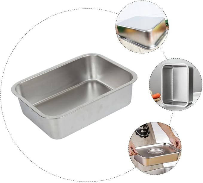 1Pc Stainless Steel Food Storage Tray Serving Plate for Vegetables Kitchen Utensil for Home Use Easy to Clean Dinnerware Suitable for Open Flames Induction