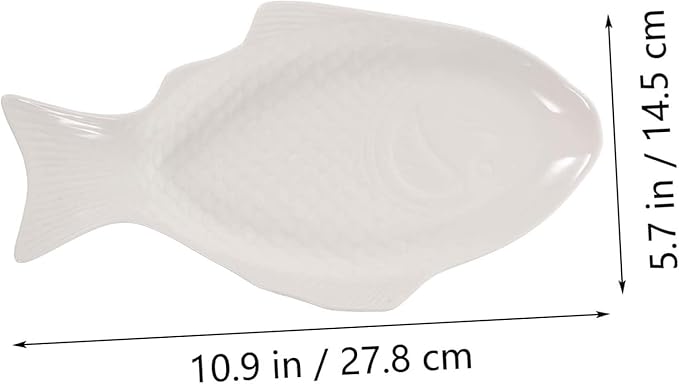 DECHOUS Ceramic Fish Shaped Plate for Serving Snacks and Appetizers Unique Dish for Home and Restaurant Use Creative Design White for Elegant Dining Experience