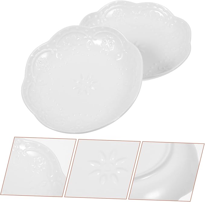 4pcs Ceramic Dipping Dish Elegant Seasoning Plates for Ketchup Versatile Appetizer Bowls for Fruits Nuts and Candies Dishwasher Microwave Safe Floral Design