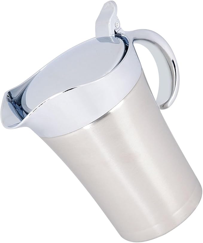 BORDSTRACT 304 Stainless Steel Thermal Gravy Boat, Double Insulated Sauce Pot, Mini Exquisite Compact Sauce Jug with Cap(S,450ml) (Large size 750ml)