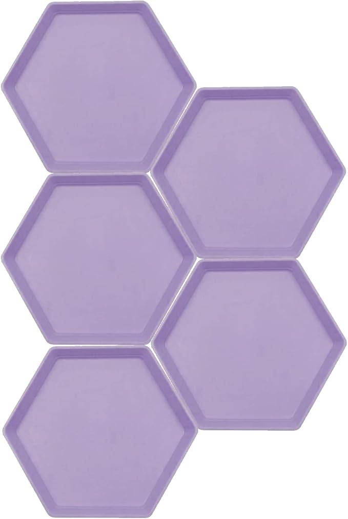 Incauca 5 Pack 6 Inch Lightweight Mini Wheat Straw Plates, Reusable Hexagon Dessert Plates, Small Saucers Plates, Plastic Side Dish Plates for Serving Snack Appetizer Salad Fruit, Purple