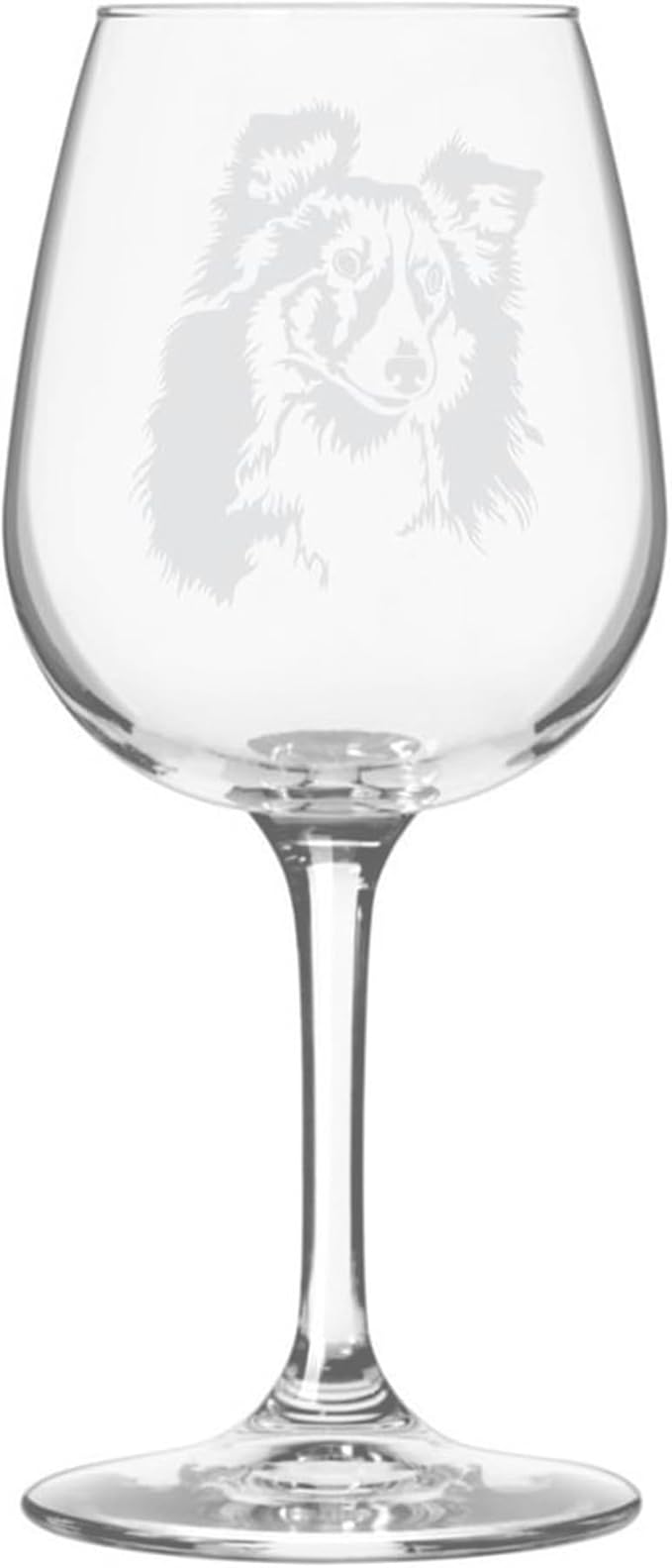 Etched Laser Art Personalized Dog Themed Etched Wine Glass - Custom Dog Breed Wine Glasses, Ideal for Pet Lovers, Unique Birthday Gift for Men & Women, Personalized Gift - Shetland Sheepdog, 12.75 oz