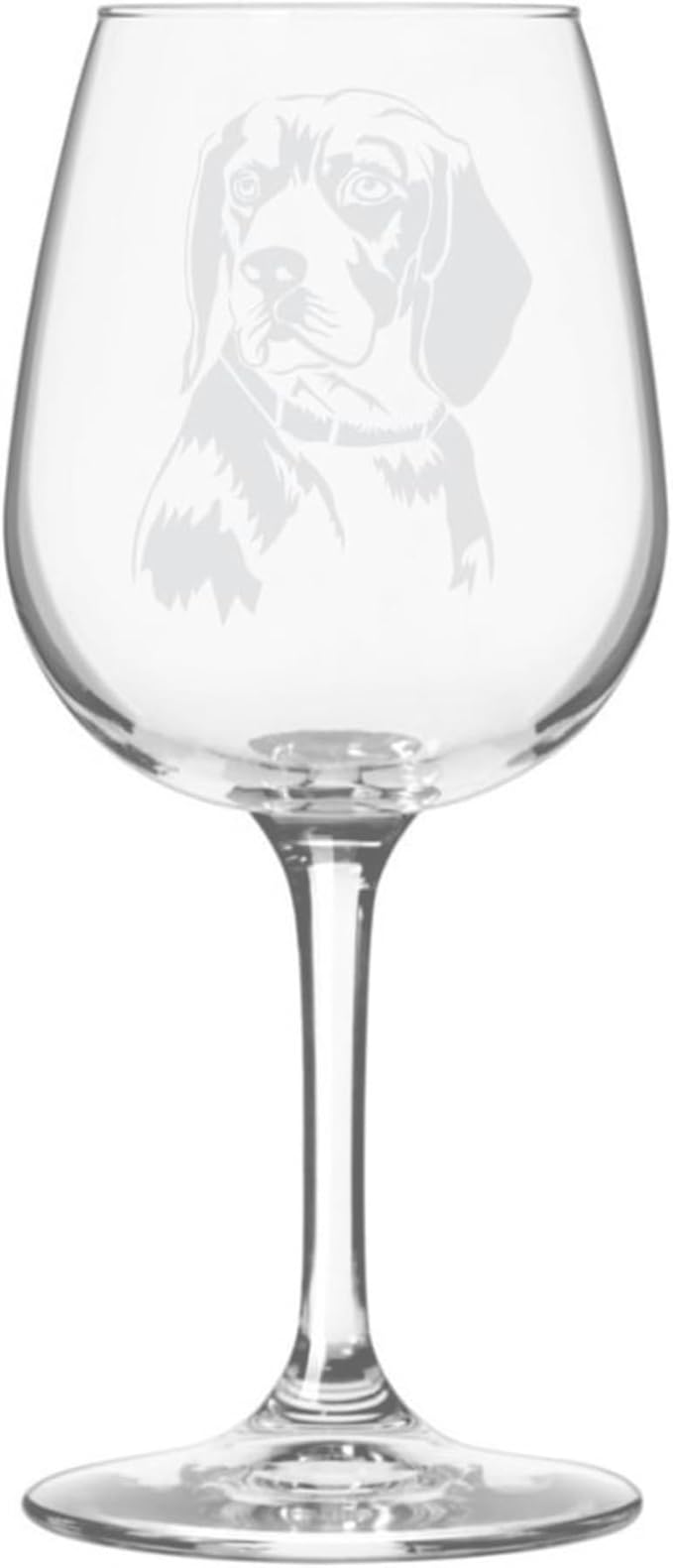 Etched Laser Art Beagle Personalized Dog Themed Etched 12.75oz Wine Glass Custom Dog Breed Wine Glasses, Ideal for Pet Lovers, Unique Birthday Gift for Men & Women, Personalized Gift