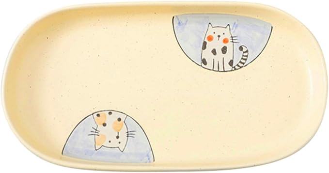 Japanese minimalist home cute cartoon creative ceramic plate - 12 inch fish plate (couple cat)
