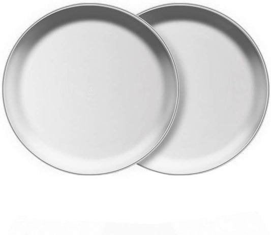 Stainless Steel Plates 2 Set Metal Dinner Dishes 10 Inch Reusable Dinner Plates Great for Picnic,Outdoor Camping,BBQ plate,Steak plate,Shatterproof Dishwasher Safe