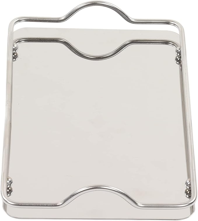 Pwshymi Large Rectangle Tray, Stainless Steel Large Serving Tray Home Living Room Commercial Dishes Tray for Coffee Water Cups Fruit Vajilla