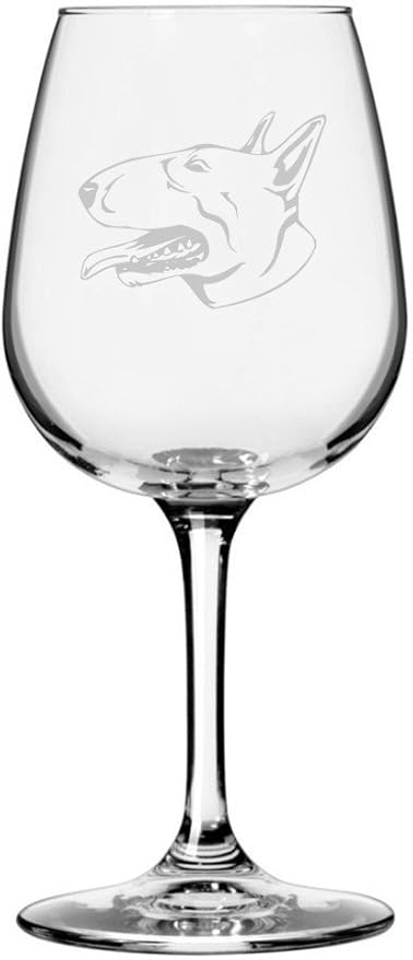 Etched Laser Art Bull Terrier (Alternate 2) Personalized Dog Themed Etched 12.75oz Wine Glass Custom Dog Breed Wine Glasses for Pet Lovers, Unique Birthday Gift for Men & Women, Personalized Gift