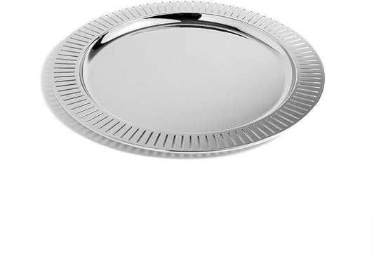 Anna New York Striations Serving Tray Round, Silver