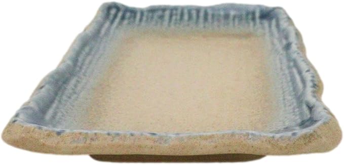 Ebros Gift Artistic Blue River Ao Nagashi Collection Dinnerware Serveware Kitchenware Set Asian Japanese Restaurant Supply (Pack Of 5 Rectangular Wavy Sushi Plates)