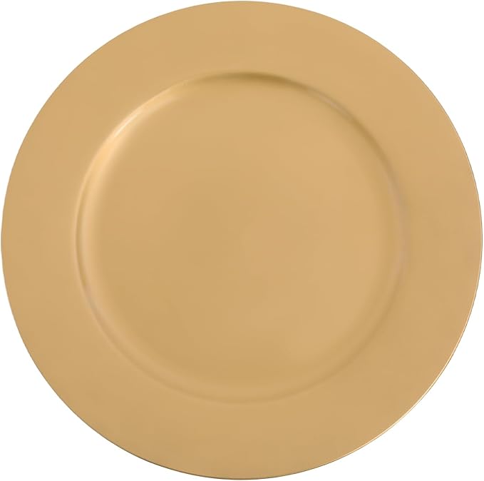 Gold Plastic Charger Plates Set of 100, 13” Reusable Party Chargers for Dinner Plates, Elegant Round Service Plate Chargers Bulk Decorative for Wedding, Catering Table Decor