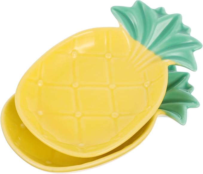 STOBAZA 2pcs Ceramic Pineapple Shape Dipping Dishes for Seasoning Stylish Appetizer Plates Home Kitchen Decor for Sauces and Condiments and Healthy Ceramic Material
