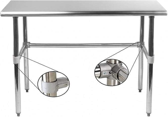 AmGood Stainless Steel Work Table Open Base | NSF Kitchen Island Food Prep | Laundry Garage Utility Bench (84" Long X 24" Deep)