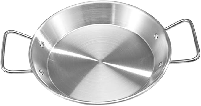 IMIKEYA 1pc Double Handle Serving Plate Stainless Steel Salad Dish Anti-scalding Party Food Plate 24cm Silver