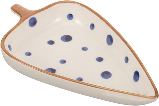 STOBAZA Leaf Shape Ceramic Plate Multi-use Snack Dish Small Sauce Bowl for Appetizers