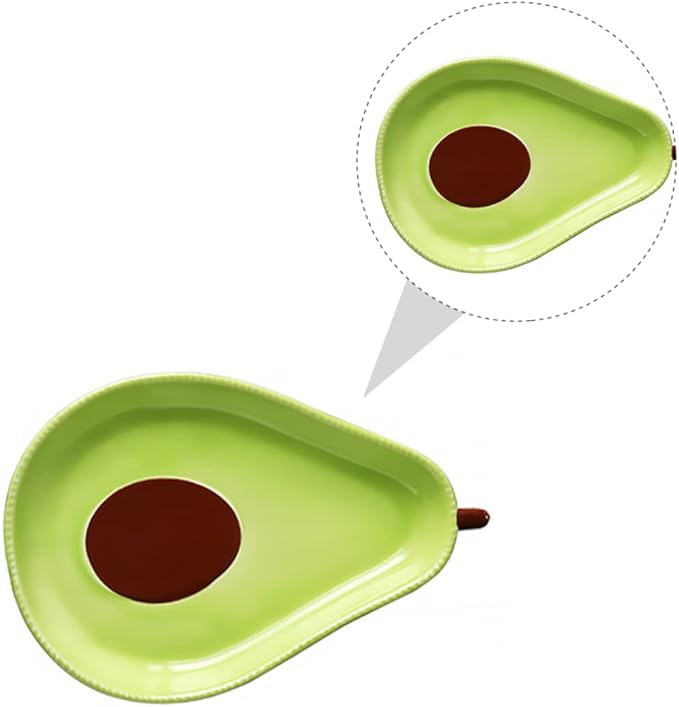 Amosfun Avocado Shape Appetizer Plate Creative Ceramic Snack Dish for Desserts and Fruits Cute Tableware for Parties and Picnics