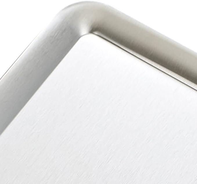Appetizer Tray, Stainless Steel Food Serving Tray Rectangular Mirrored Silver Tray Decorative Serving Platters for Party Fruit Cake(L)
