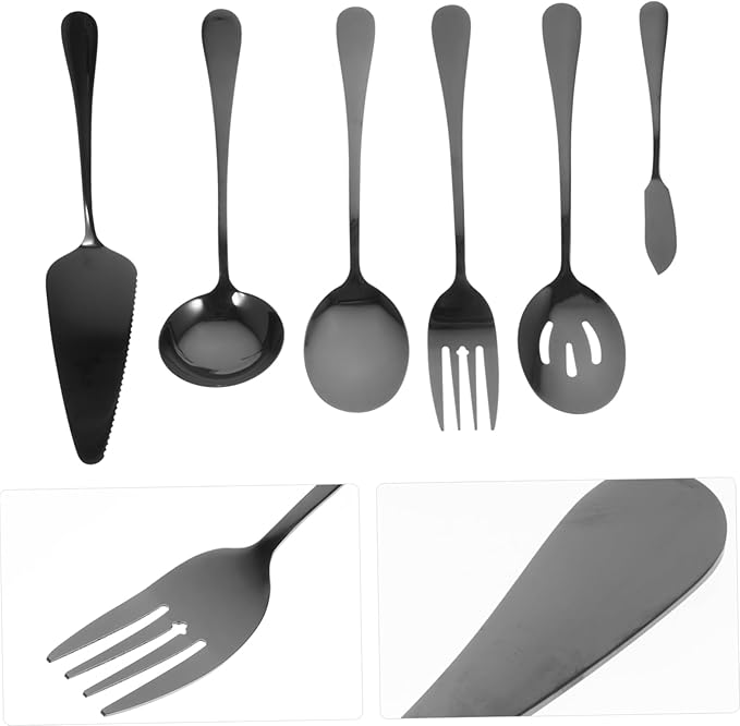 Zerodeko Heavy Duty Silverware Set Serving Spoon Fork Cutter Reusable Cutlery Set Kitchen Utensil