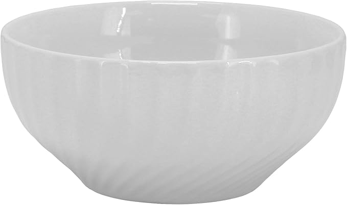 Elama Julia 16 Piece Scalloped Double Bowl Porcelain White Dinnerware Set, Serveware, Tableware, Bowls, Plate Set (Julia)