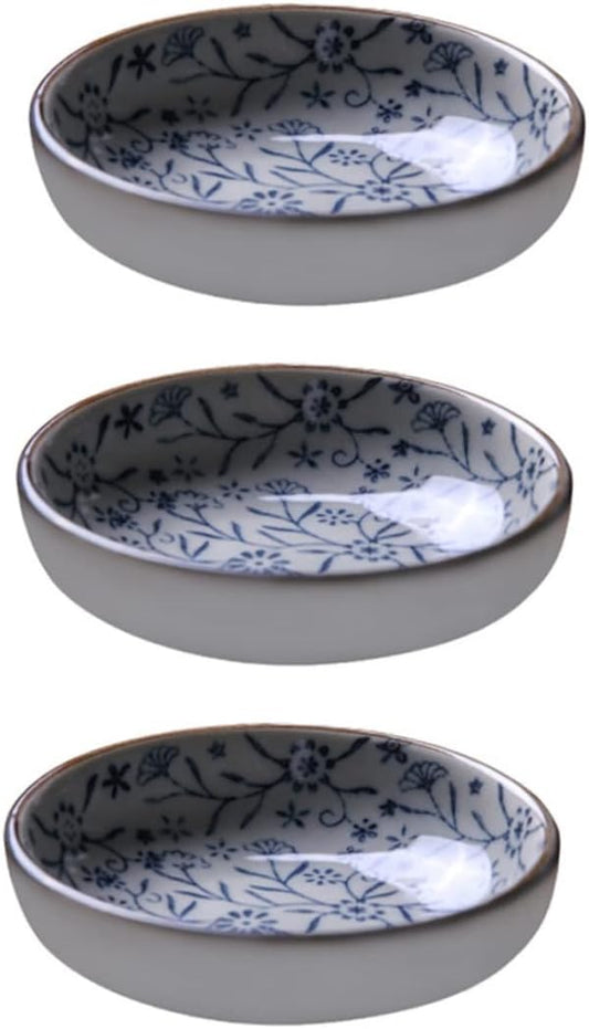 PRETYZOOM 3pcs Dip Dish Condiment Plate Flavored Sauce Vinegar Bowl Ceramic Plates Serveware