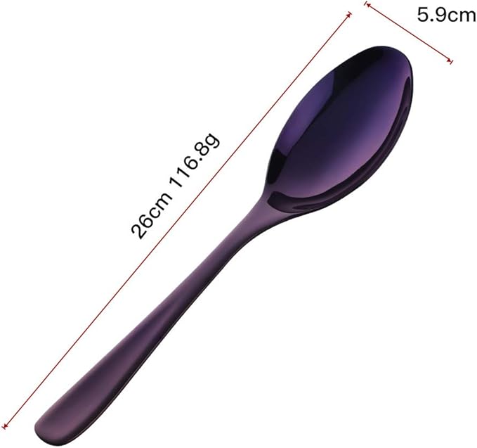 Buffet Serving Spoons, Stainless Steel 10 Inch Purple Plated Server Set of 2, Large Salad Serverware Utensils, Dishwasher Safe