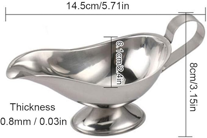 Stainless Steel 3 OZ Gravy Boat Juice Bucket Dish Roasting Sauce Dish 3 Pack