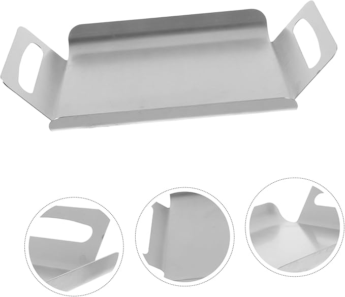 Stainless Steel Snack Serving Tray Silver Multi-Purpose Platter Reusable Food Preserving Tray Steel Korean Style Handles Thickened Design for Home and Restaurant Use