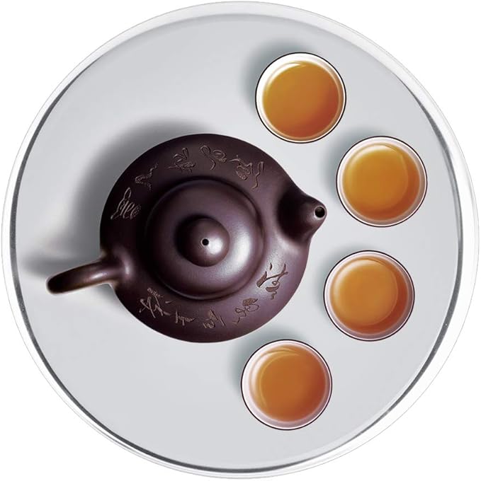 GLOGLOW Silver Serving Tray, Stainless Steel Round Serving Platter with Mirrored Finish, 11 Inch Circular Tray for Home Decor and Food (Large Round Silver)