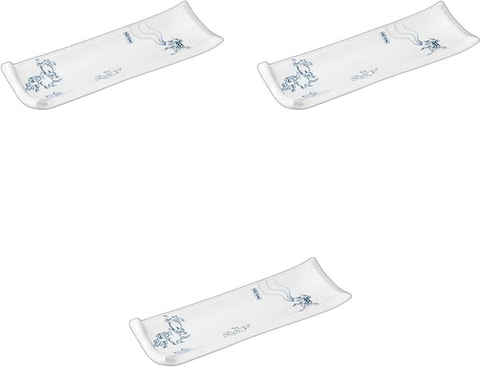 Setomonohonpo Set of 3 Chiji-gi Scroll-shaped Serving Plates, 10.0 x 3.6 x 1.1 inches (25.5 x 9.2 x 2.8 cm), Appetizer Plate, Porcelain