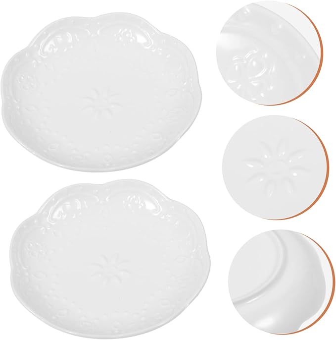 2pcs Ceramic Sauce Dish Multipurpose Appetizer Plates for Snacks Dips and Seasoning Elegant Floral Design for Home Party and Restaurant Use