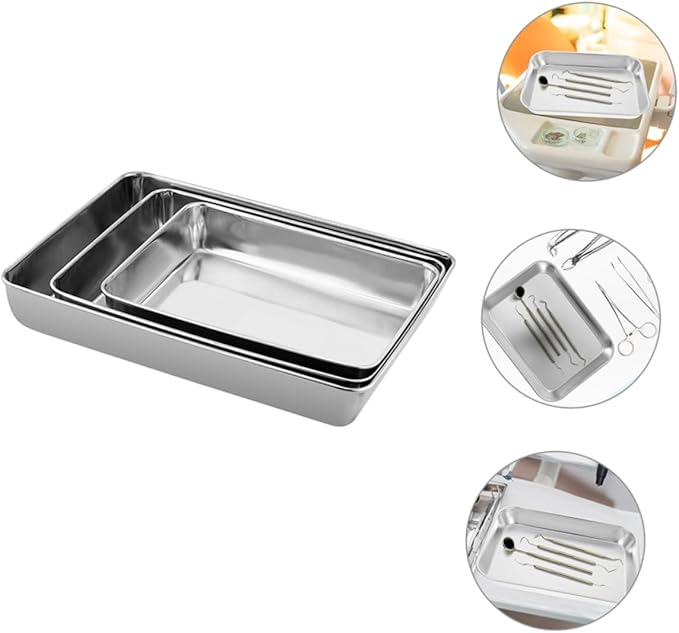 Garneck 3pcs Multi-purpose Serving Tray Kitchen Cold Dish Storage Plates for Fruits Appetizers Desserts for Picnics Parties and Home Organization