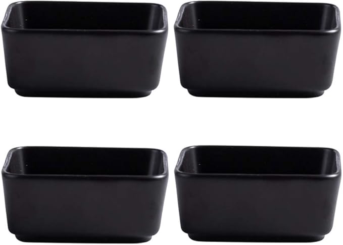 Sizikato 4 pcs Matte Ceramic Square Soy Sauce Dipping Bowls Side Dishes for Snack Sushi Fruit Appetizer Dessert. 3.5 Inches