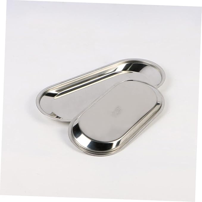6pcs Stainless Steel Snack Tray Elegant Silver Dessert Plates for Banquets Parties and Restaurants for Serving Cakes Cookies Fruits and Snacks