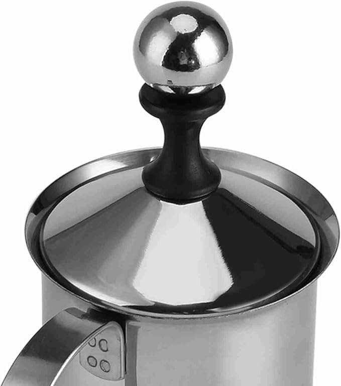 Frabosk 400ML 800ML Stainless Steel Manual Milk Frother Double Mesh Coffee Foamer Creamer Blender Whisker Manual Milk Frother (400ml)