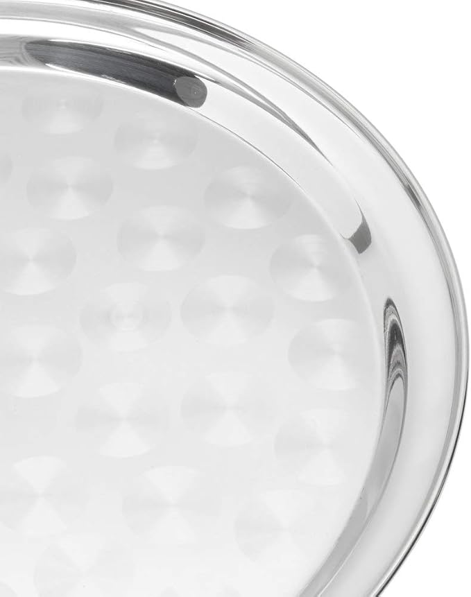 (1-PC-18) Stainless Steel Round Tray Swirl Pattern Serving Tray