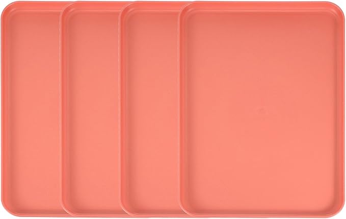 uxcell 4Pcs Plastic Serving Trays, 15 x 10.6 Inch Rectangle Food Trays Serving Cafeteria for Kitchen Restaurant Coffee Fruit Burger Lunch Dessert, Orange