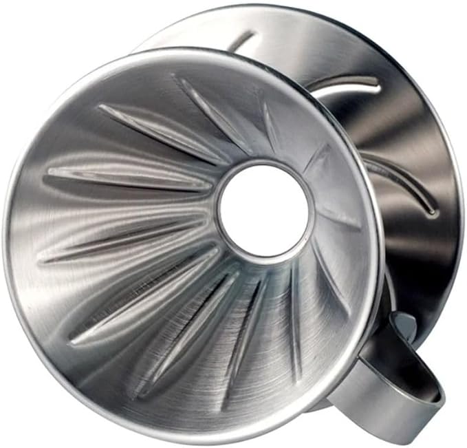 Pour Over Coffee Dripper, Stainless Steel Reusable Cone Coffee Filter, V Shaped Dripper Coffee Filter with Handle, Metal Coffee Pot Filter Cup