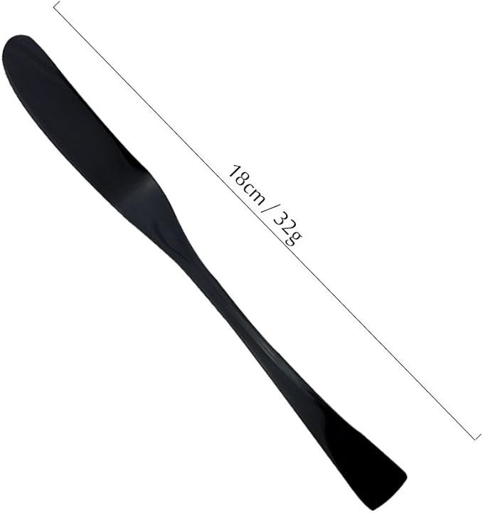 Mirror Polishing Black 18/10 Stainless Steel, Single Serving Flatware Silverware cutlery utensils Set,set of 6 Butter Knife