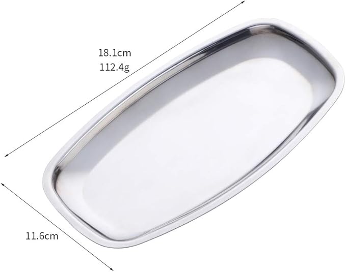 Buyer star Silver 2PCS 7.12inch Stainless Steel Square Tray Fruit Trays Storage Tray Dish Plate Cosmetics Jewelry Decorative Organizer
