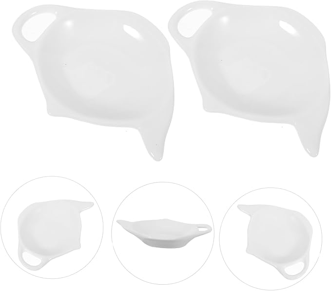 PRETYZOOM 4pcs Practical Ceramic Snack Plate Small Bowls Sauce Dish White Multi-use for Dipping Appetizers Desserts Family Restaurant