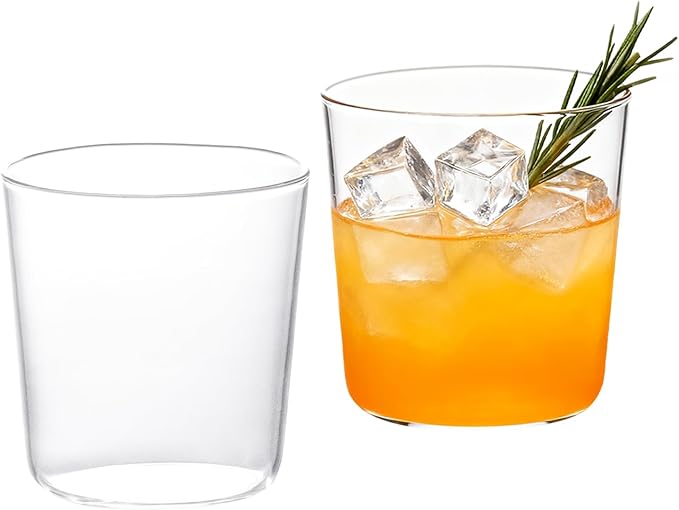 KAMMAK Drinking Glasses Set of 2, 12oz Water Glasses, Highball Glass Cups,Daliy Clear Glass for Cocktail, Juice, Tea, Iced Tea, Kitchen and Bar Glassware Gifts, Dishwasher Safe (06)