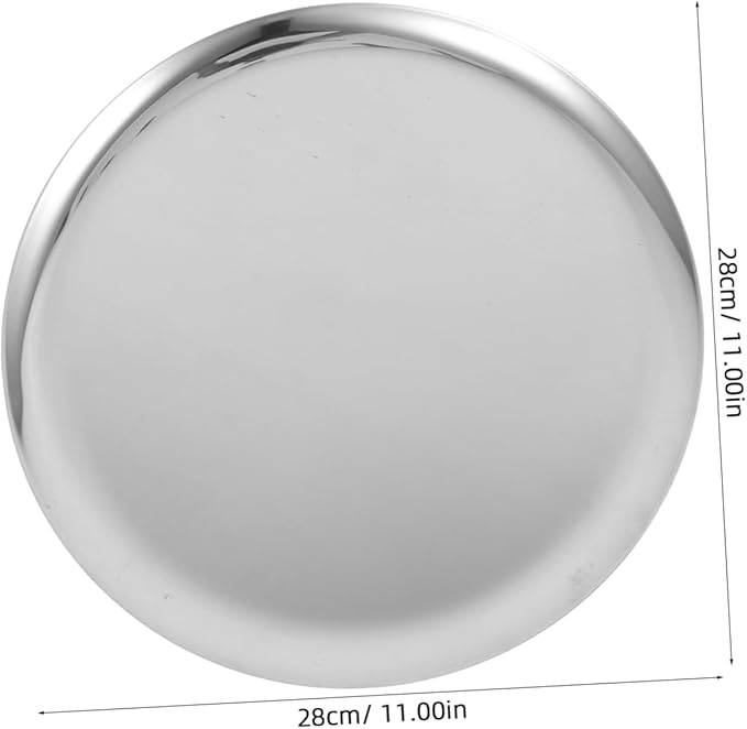 Stainless Steel Round Serving Tray Large Capacity Food Plate for Meat Snacks Fruits and Vegetables Versatile Platter for Home Dining and Buffet Use