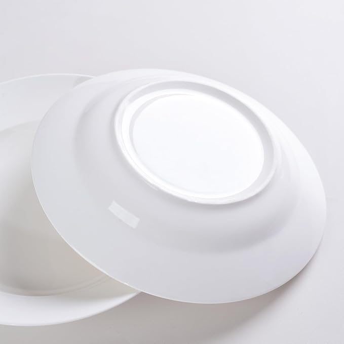 Vitrelle 6-Piece Salad Plates Set Triple Layer Glass and Scratch Resistant, 9.5 Inch Lightweight Round Plates, Winter Frost White