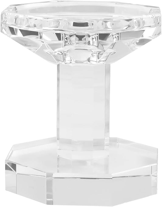 kitCom Crystal Candle Holders Set of 1, 4 Inch Tall Crystal Candlestick Holders for Taper, Long Candles - Home Decoration, Wedding, Housewarming and Graduation Gifts