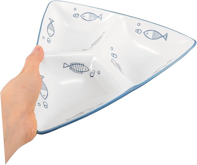 Japanese Style Ceramic Plate Compartment Snack Plate Fish Shape Breakfast Divided Dish